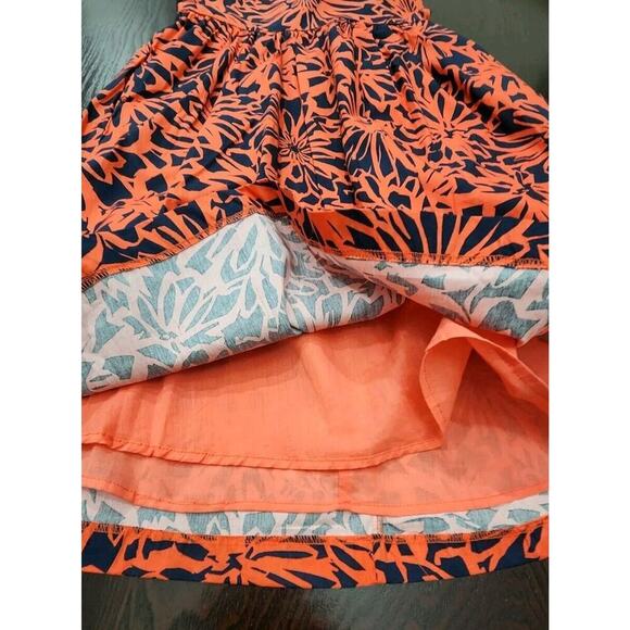 NWT ModCloth Orange Floral Halter Dress, V-Neck, Pockets Fit & Flare Cotton Sz 2 - Picture 10 of 10